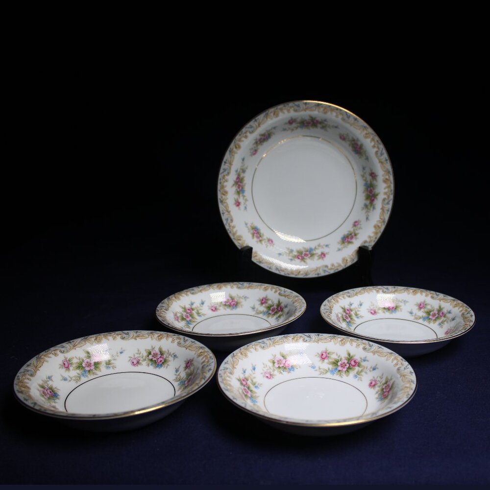 Four Fruit Bowls & One Soup Bowl in the Noritake China “Somerset” Pattern #5317